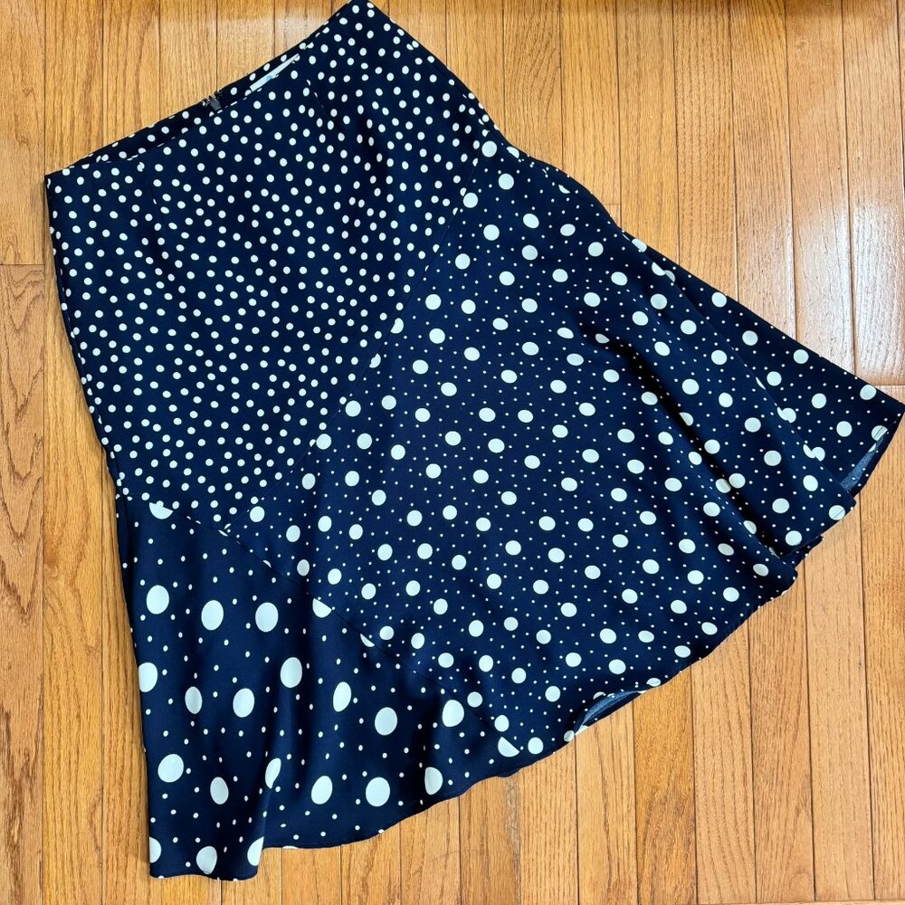 BODEN Alina Mixed Polka Dot Midi Skirt – Navy/white– Size 10P